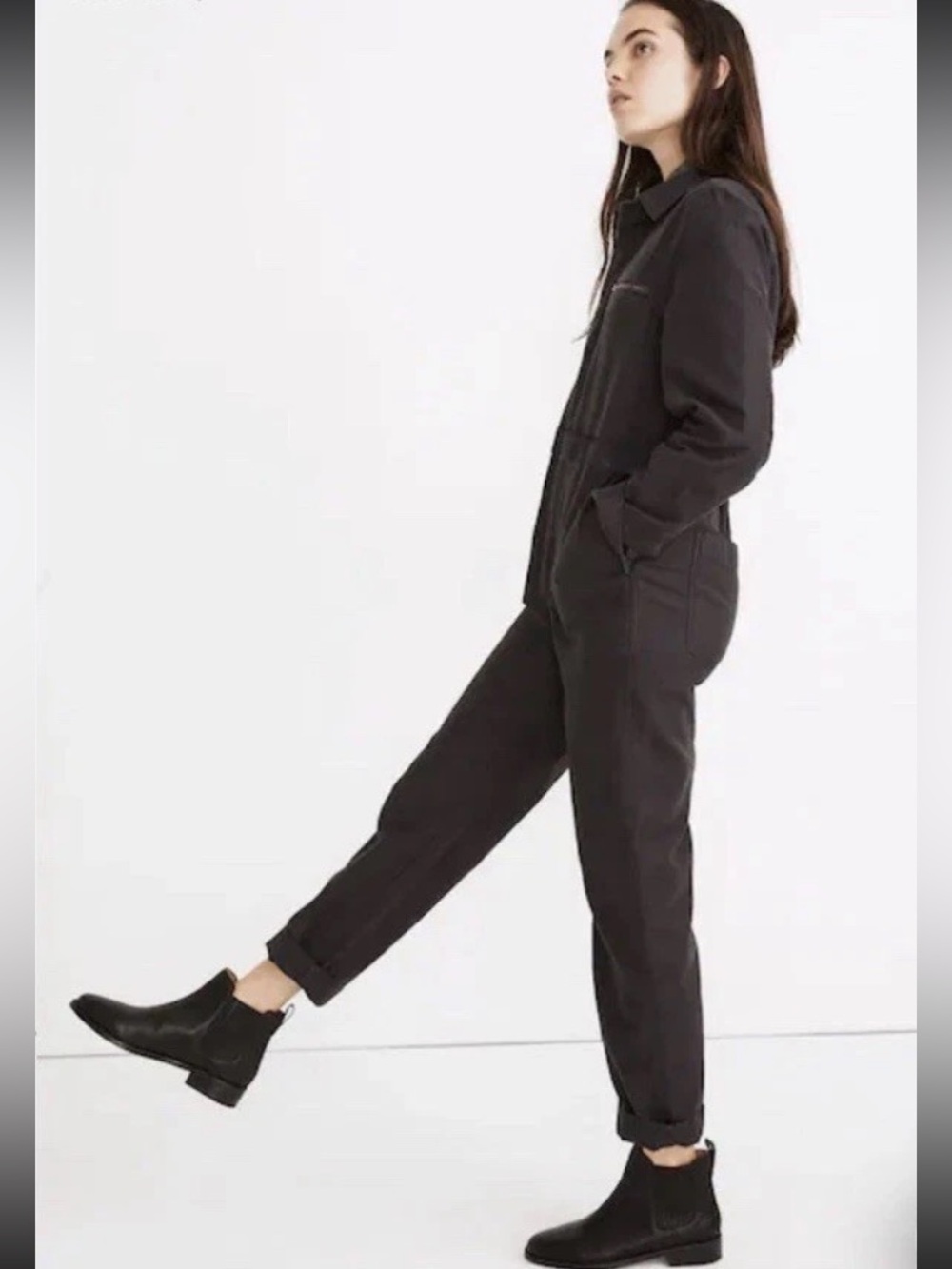 NWT  MADEWELL  Cotton Zip-Pocket Coverall Jumpsuit Black Coal Size XXL NEW!